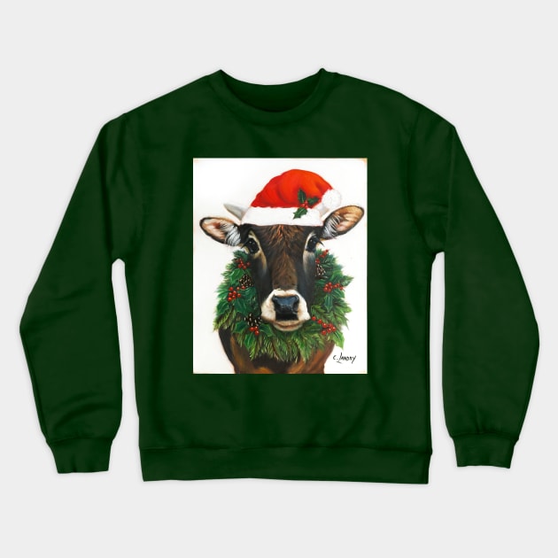 Tobey 2020 Christmas Cow Crewneck Sweatshirt by Carol Landry Fine Art 